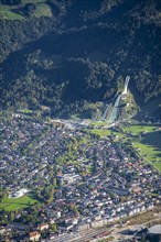 View over Garmisch-Partenkirchen with ski jump