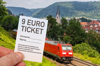 9-euro ticket with regional train Regional train photo montage in Geislingen