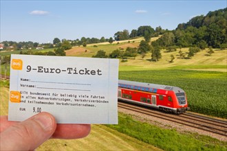 9-euro ticket with regional train Regional train photo montage in Uhingen
