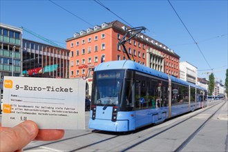 9 euro ticket with tram Tram photo montage in Munich