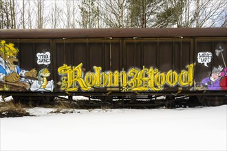Graffity on disused railway carriage