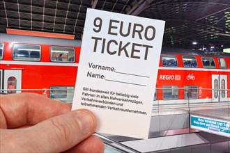 9-euro ticket with regional train Regional train photo montage in Berlin