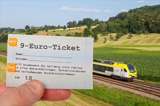 9-euro ticket with regional train Regional train photo montage in Uhingen