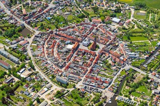Aerial view of the Peene town of Neukalen