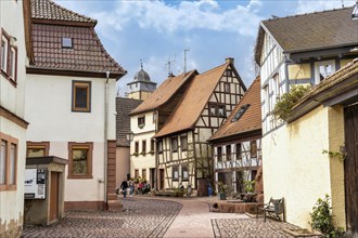 Alley in the old town of Lohr am Main with old half-timbered houses