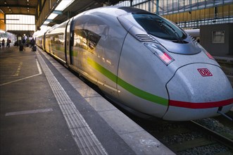 ICE of the German Federal Railways stands on platform