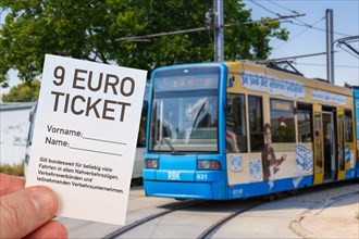 9 euro ticket with tram Tram photo montage in Kassel
