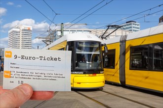 9-euro ticket with tram Tram photo montage in Berlin