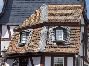 Windows and roof shingles from a half-timbered house