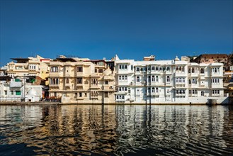 Udaipur old haveli houses view from the lake