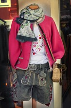 Shop window with traditional traditional costume fashion