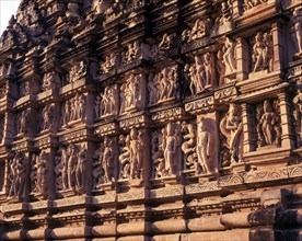 Sculpture on the exterior of the Parsvanatha temple in Khajuraho