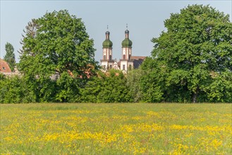 Ebersmunster Abbey in spring in central Alsace. Ebersmunter