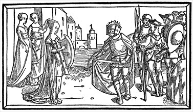 The daughter of Jeptha goes to meet her victorious father
