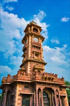 Clock tower Ghanta Ghar local landmark in blue sky. Jodhpur