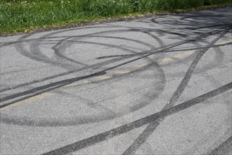 Tire prints on a country road