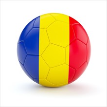 Romania soccer football ball with Romanian flag isolated on white background
