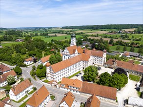 Aerial view of the Collegiate Church of the Assumption of the Virgin Mary and Wettenhausen Monastery