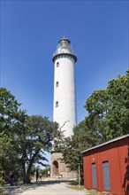 White lighthouse Langer Erik on the island of Stora grundet
