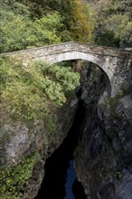 Old stone bridge over the river Cannobino