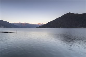 Evening light on Lake Maggiore on the shore of Cannobio