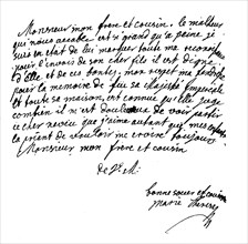 Letter from Empress Maria Theresa to her brother-in-law