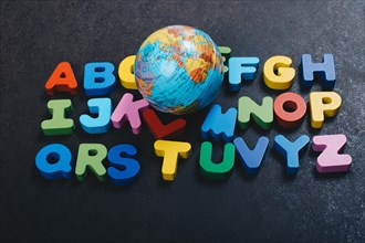 Alphabet ABC wooden letters for early education concept