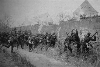 The Prussian Guard attacking the town of Le Bourget in France