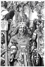 Die Grabfigur von Kaiser Friedrich III. auf seinem Grabmal im Stephansdom zu Wien