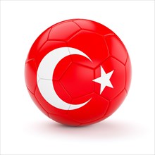 Turkey soccer football ball with Turkish flag isolated on white background