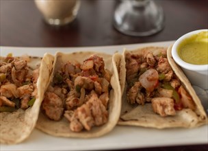 Close up of mexican chicken tacos