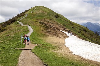 Ridge hiking trail Fellhorngrat between Fellhorn summit and Soellerkopf