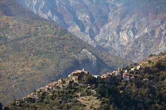 Autumn in the Ligurian Alps with a view of Triora Liguria