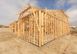 New construction wood home framing abstract