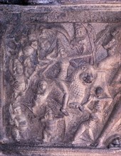 Mahisasuramardini in Mahisasuramardini Cave in Mahabalipuram or Mamallapuram near Chennai