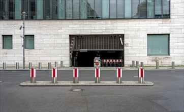 Bollards on the roadway in front of the Foreign Office