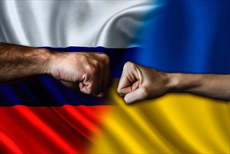 Russia vs Ukraine two fists bumping