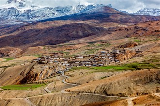Kibber village in Himalayas. Lies in a narrow valley on the summit of a limestone rock. Elevation 4270 m above sea level. Highest populated village in the world. Spiti Valley