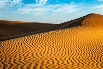 Sam Sand dunes of Thar Desert under beautiful sky. Rajasthan