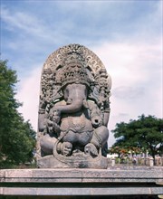 12th century Ganesha sculpture in Hoysaleswara temple in Halebid