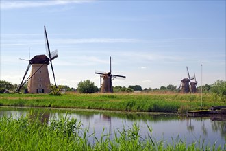 Historic windmills on a canal