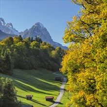 Landscape near Wamberg against Zugspitze