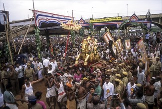 Lord Kallazhagar or Vishnu mounted on golden horse in Chitra or Chithirai festival
