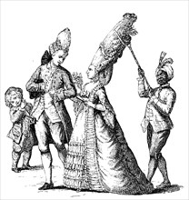 Costume around 1780 with high coiffure