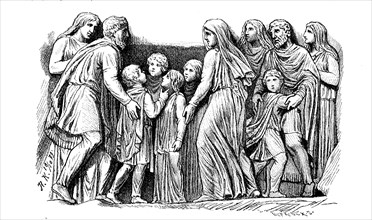 Darstellung einer deutschen Familie auf der Colonna