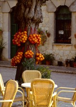 Comfortable sitting-room furniture in a street cafe Valldemossa Majorca Spain Comfortable living-room furniture in a street cafe Valldemossa Majorca Spain