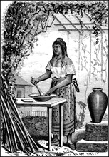 Peasant woman in Mexico preparing food