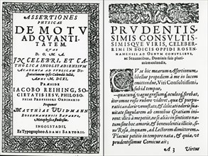 Dissertation de Motu ad Quantitatem des Metaphysik Studenten Matthias Widmann aus Rosenheim an der Universitaet Ingolstadt von 1611
