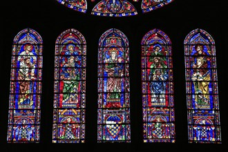 Leaded glass window of the south transept in Notre Dame Cathedral of Chartres