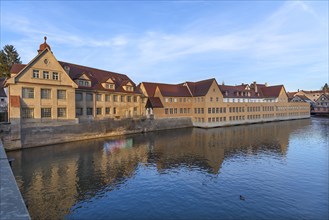 Former valve factory on the Pegnitz in the evening light
